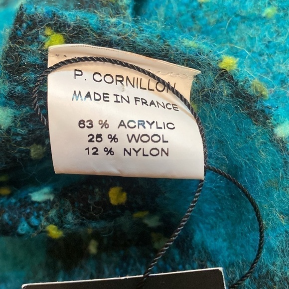 NWT Made in France P. Cornillon wool Blend reversible turquoise Scarf wrap shawl - Picture 5 of 8